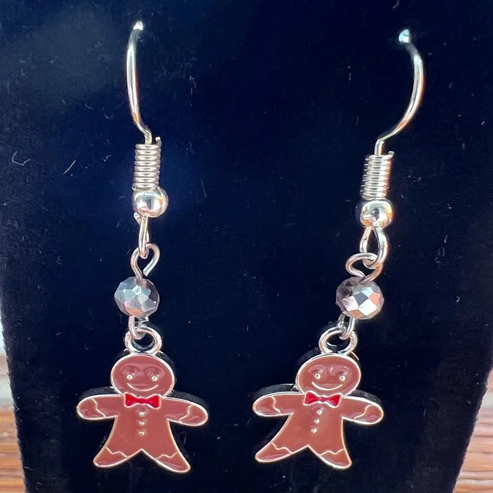 Handmade Gingerbread Man Earrings - Picture 2 of 9
